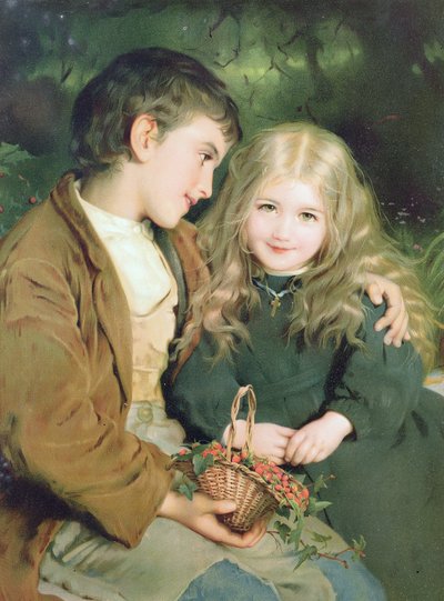 Little Sweethearts, from a Pears Annual, c.1880 by English School